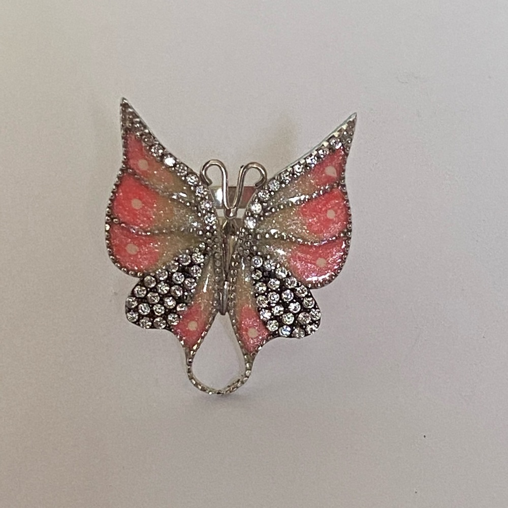 Butterfly ring enamel 925 silver size adjustable handmade - Picture 5 of 5